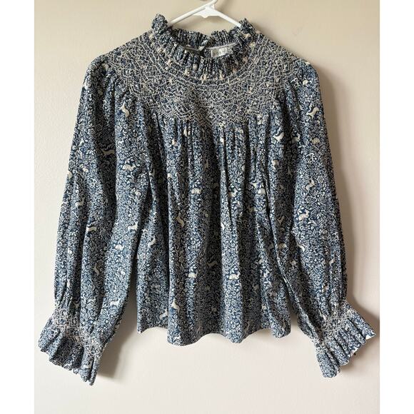 DOEN Amoret Top in Blue Prancing Fawn XS - Picture 3 of 10